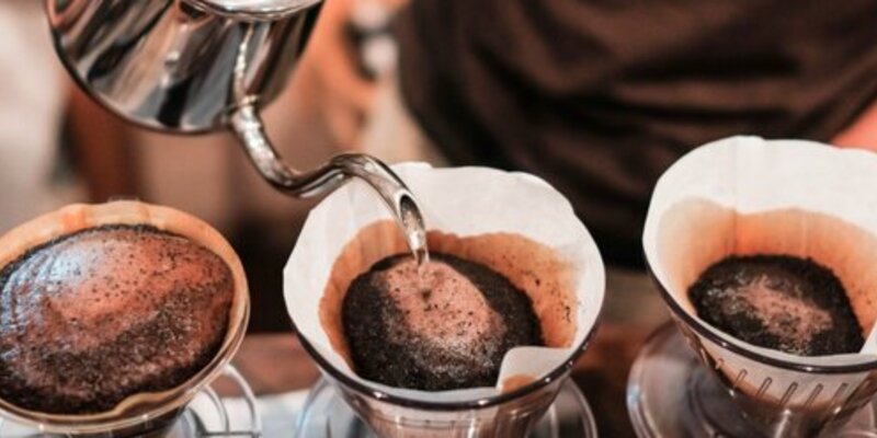 Pour over coffee brewing